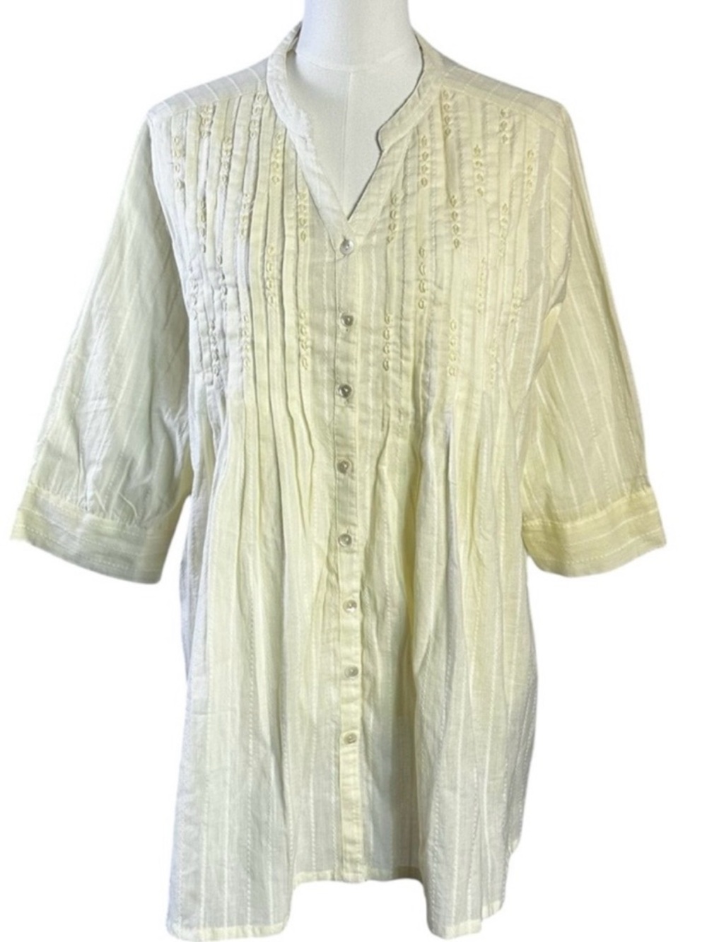 Marketplace Handmade Pintuck Embroidered Dainty Ethereal Popover Tunic Large
